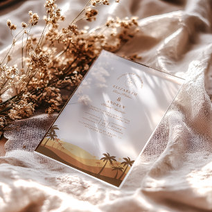 Invitaciones Acrílicas Boda Retro Desert Sunset