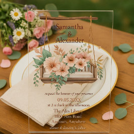 Invitaciones Acrílicas Boda Romántica Boho en el Jardín
