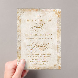Invitaciones Acrílicas Boda Romántica Elegante de Otoño