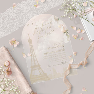 Invitaciones Acrílicas Boda Romántica Francesa Arco Rosa ID870