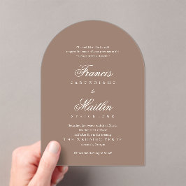Invitaciones Acrílicas Boda Romántica Marrón Elegante
