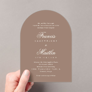 Invitaciones Acrílicas Boda Romántica Marrón Elegante