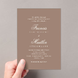 Invitaciones Acrílicas Boda Romántica Marrón Elegante