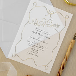 Invitaciones Acrílicas Boda Romántica Única Dibujada a Mano