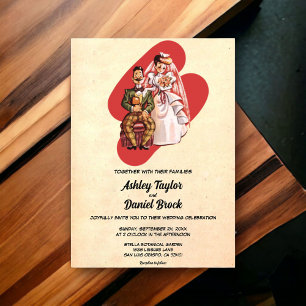 Invitaciones Acrílicas Boda romántico de cómic de parejas románticas de l