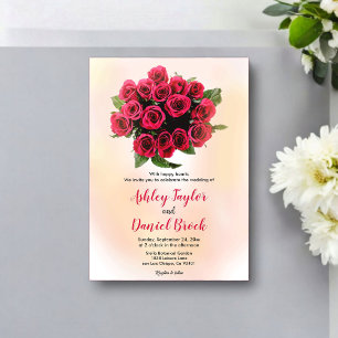 Invitaciones Acrílicas Boda romántico de floral roja rosa Rubor