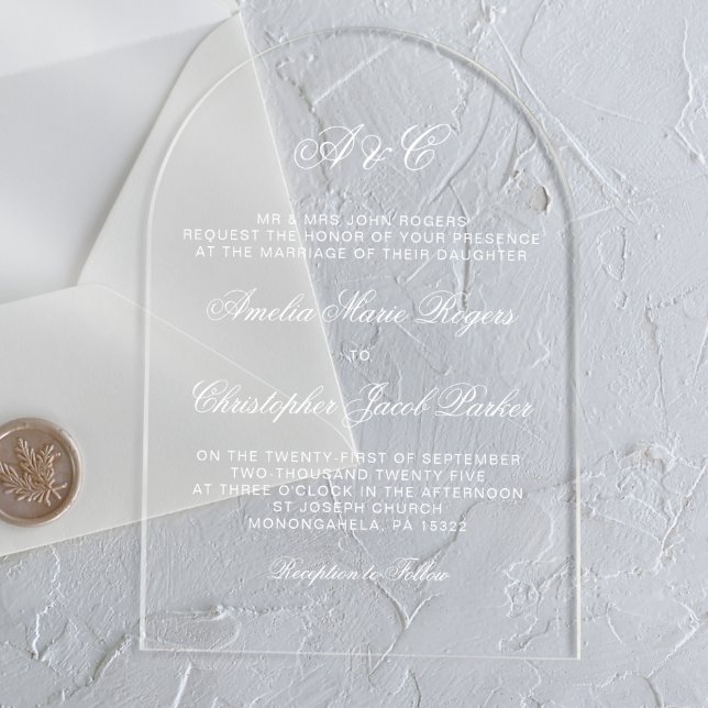 Invitaciones Acrílicas Boda Romántico Elegante de Caligrafía (Subido por el creador)