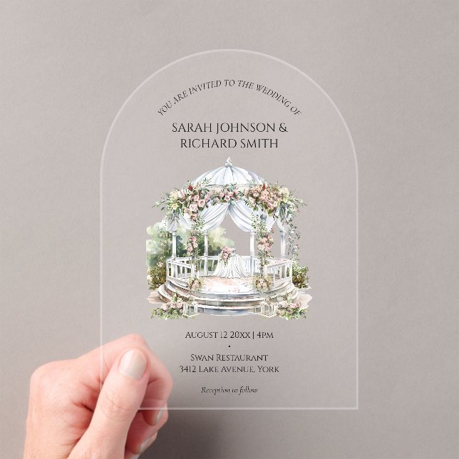 Invitaciones Acrílicas Boda romántico y elegante (Insitu (portátil))