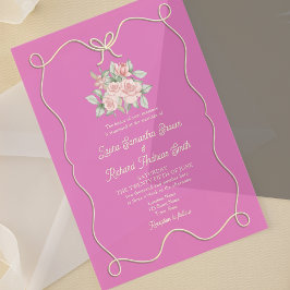 Invitaciones Acrílicas Boda rosa de inclinación de mano