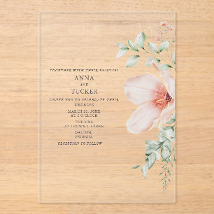 Invitaciones Acrílicas Boda rosa floral