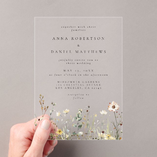 Invitaciones Acrílicas Boda Rustic Wildflower Meadow (Insitu (portátil))