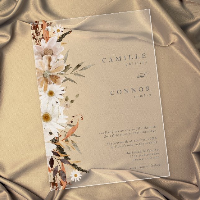 Invitaciones Acrílicas Boda rústica boho floral de otoño (Subido por el creador)