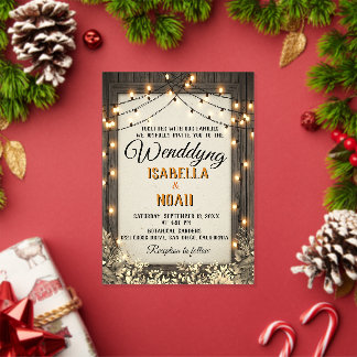 Invitaciones Acrílicas Boda Rústica con Flores y Follaje Vintage