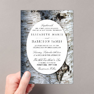 Invitaciones Acrílicas Boda Rústica de Campo con Árbol de Abedul