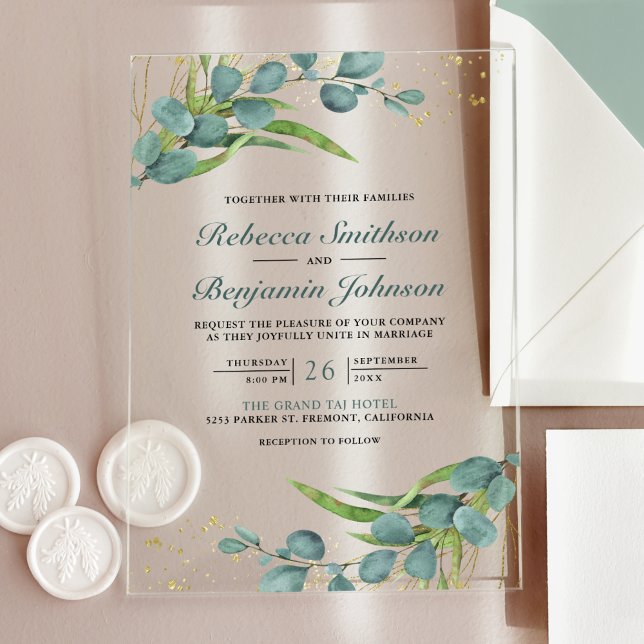 Invitaciones Acrílicas Boda Rústica de Eucalipto (Subido por el creador)