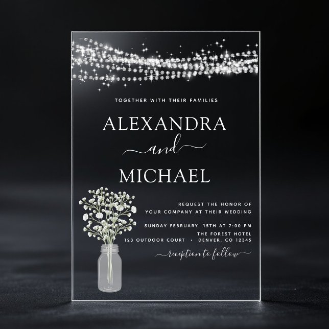 Invitaciones Acrílicas Boda Rústica de la jarra de aliento para bebé (Subido por el creador)