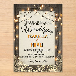 Invitaciones Acrílicas Boda rústico con flores y follaje vintage