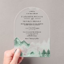 Invitaciones Acrílicas Boda Rústico de las Montañas Pinas