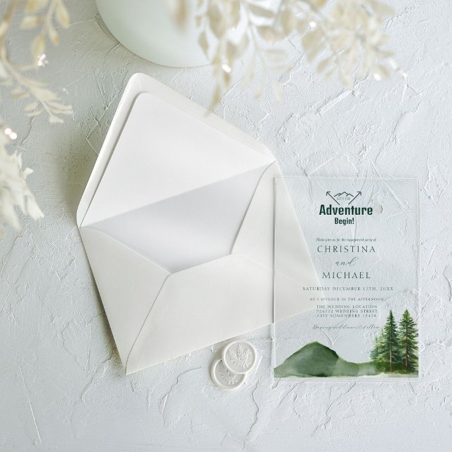 Invitaciones Acrílicas Boda Rústico del Pino Forestal de la Montaña de la (Subido por el creador)