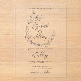 Invitaciones Acrílicas Boda Rústico Elegante De Esbozo Floral