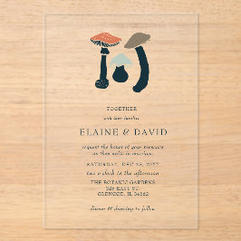 Invitaciones Acrílicas Boda rústico elegante de setas silvestres de bosqu