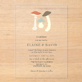 Invitaciones Acrílicas Boda rústico elegante de setas silvestres de bosqu