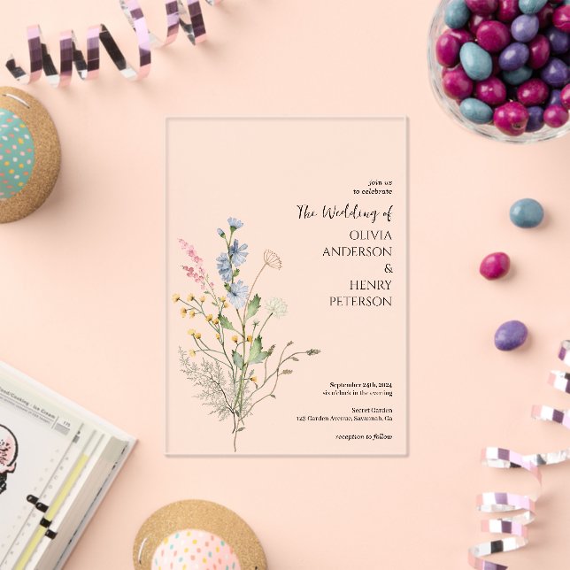 Invitaciones Acrílicas Boda Rústico Elegante Floral Floral (Insitu (Celebración))