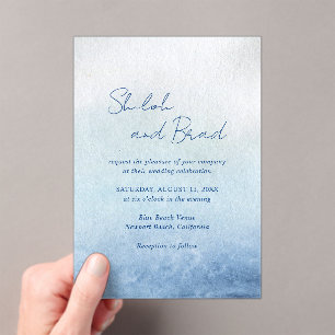 Invitaciones Acrílicas Boda Shiloh Blue Elegant