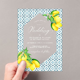Invitaciones Acrílicas Boda Siciliano Blue Tiles Summer Lemon Boho