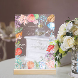 Invitaciones Acrílicas Boda simple de la playa del océano azul