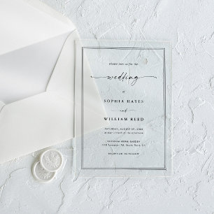 Invitaciones Acrílicas Boda Simple Elegante Minimalista Transparente