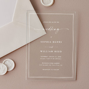 Invitaciones Acrílicas Boda Simple Elegante Minimalista Transparente