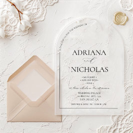 Invitaciones Acrílicas Boda simple en blanco y negro