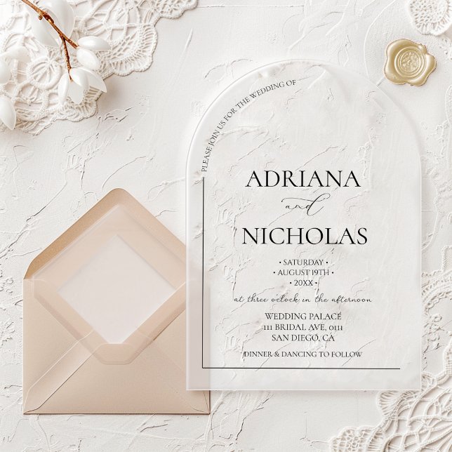 Invitaciones Acrílicas Boda simple en blanco y negro (Subido por el creador)