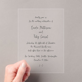 Invitaciones Acrílicas Boda Simple Manuscrita Moderna