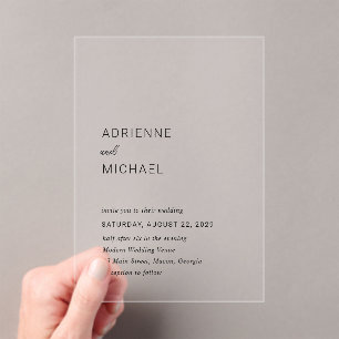 Invitaciones Acrílicas Boda Simple Moderna