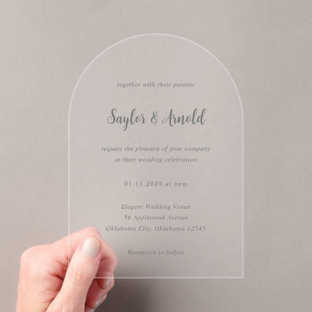 Invitaciones Acrílicas Boda Simple Moderna (Insitu (portátil))