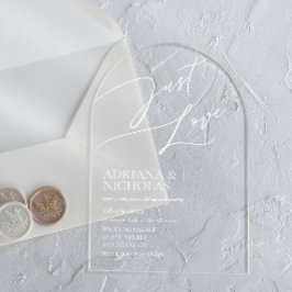 Invitaciones Acrílicas Boda Simple Moderna Blanca