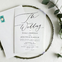 Invitaciones Acrílicas Boda Simple Moderna en Blanco y Negro