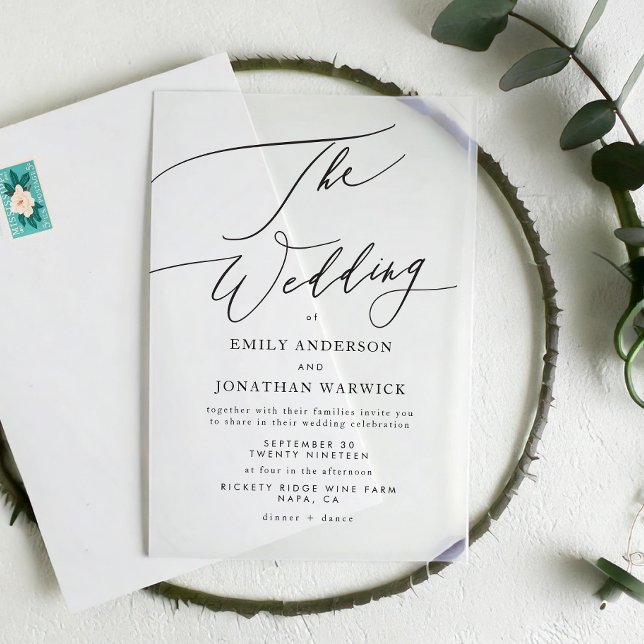 Invitaciones Acrílicas Boda Simple Moderna en Blanco y Negro (Subido por el creador)