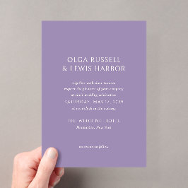 Invitaciones Acrílicas Boda simple morado moderno
