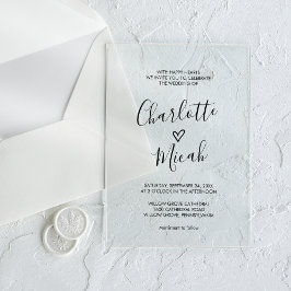 Invitaciones Acrílicas Boda simple romántico moderno de corazón dibujado 