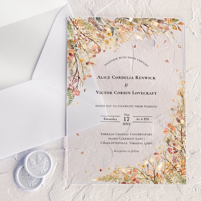Invitaciones Acrílicas Boda Simple Rústica de Otoño (Subido por el creador)