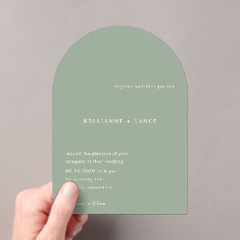 Invitaciones Acrílicas Boda Simple Verde Salvia Moderna