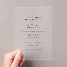Invitaciones Acrílicas Boda Simple y Elegante Guardar la Fecha