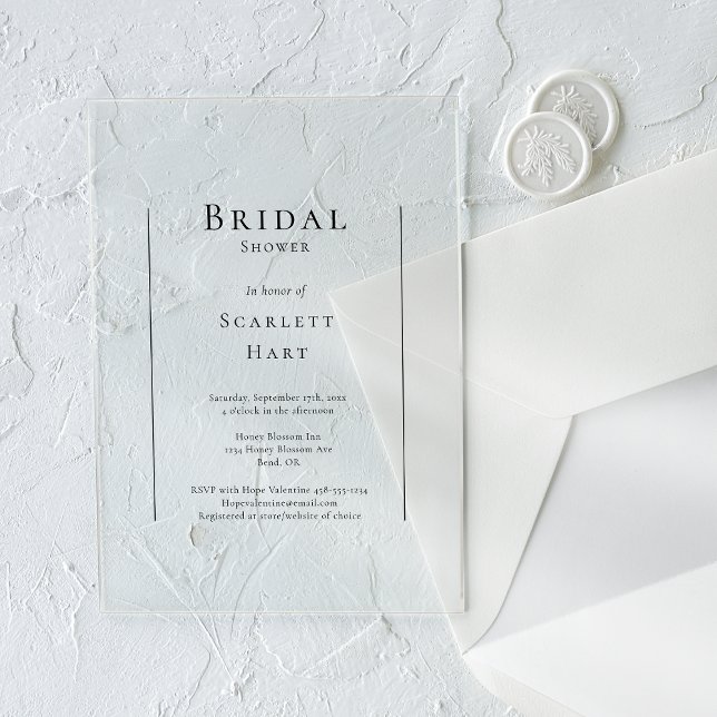 Invitaciones Acrílicas Boda simple y tradicional con ducha de novia (Subido por el creador)