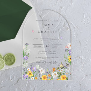 Invitaciones Acrílicas Boda Spring Boho Wildflowers
