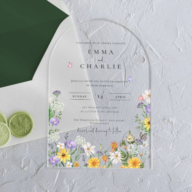 Invitaciones Acrílicas Boda Spring Boho Wildflowers (Subido por el creador)