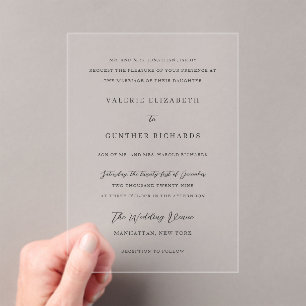 Invitaciones Acrílicas Boda Tradicional Sencilla