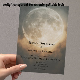 Invitaciones Acrílicas Boda Transparente Arco de Luna Llena Oscura Gótica